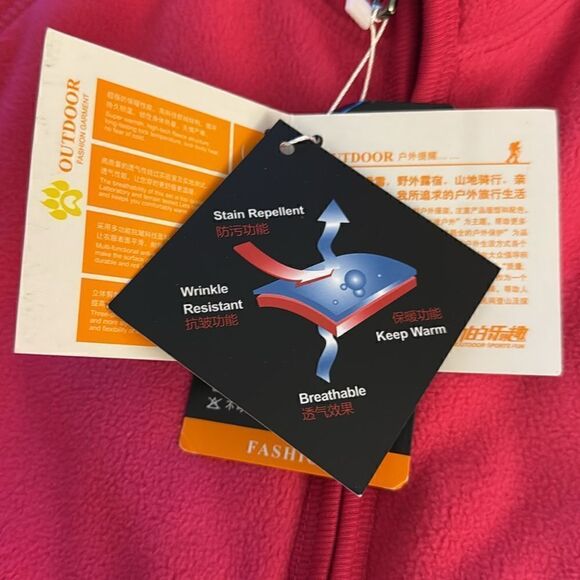 NWT Outdoor Collection Woman’s Fleece Zip Up Jacket in Hot Pink. Size Small. - Picture 9 of 10